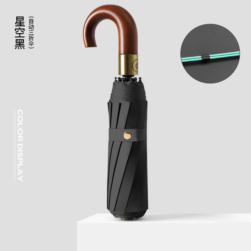 Новый 10-спицевый автоматический зонт от солнца с цветным клеем, автоматическая деревянная изогнутая ручка, можно распылять зонт