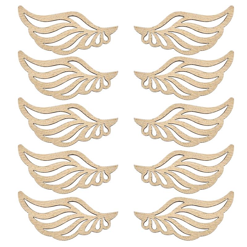 10Pcs/Bag 4 Styles DIY Angel Wings Wooden Chips Decorative Embellishments Crafts Scrapbook Hand-Made Graffiti Button Accessories