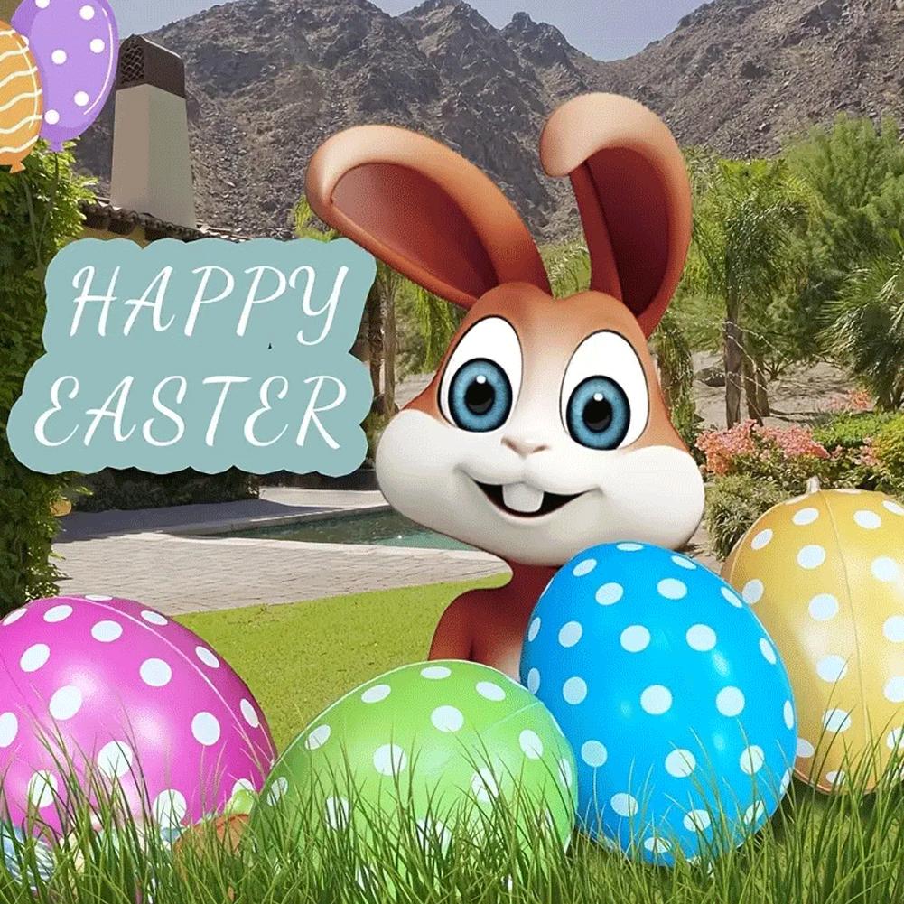 Easter Inflatable Egg Party Balloon DIY Plastic Egg Ball Wear Resist Colorful Egg Balloon Outdoor Garden Yard Lawn Decoration