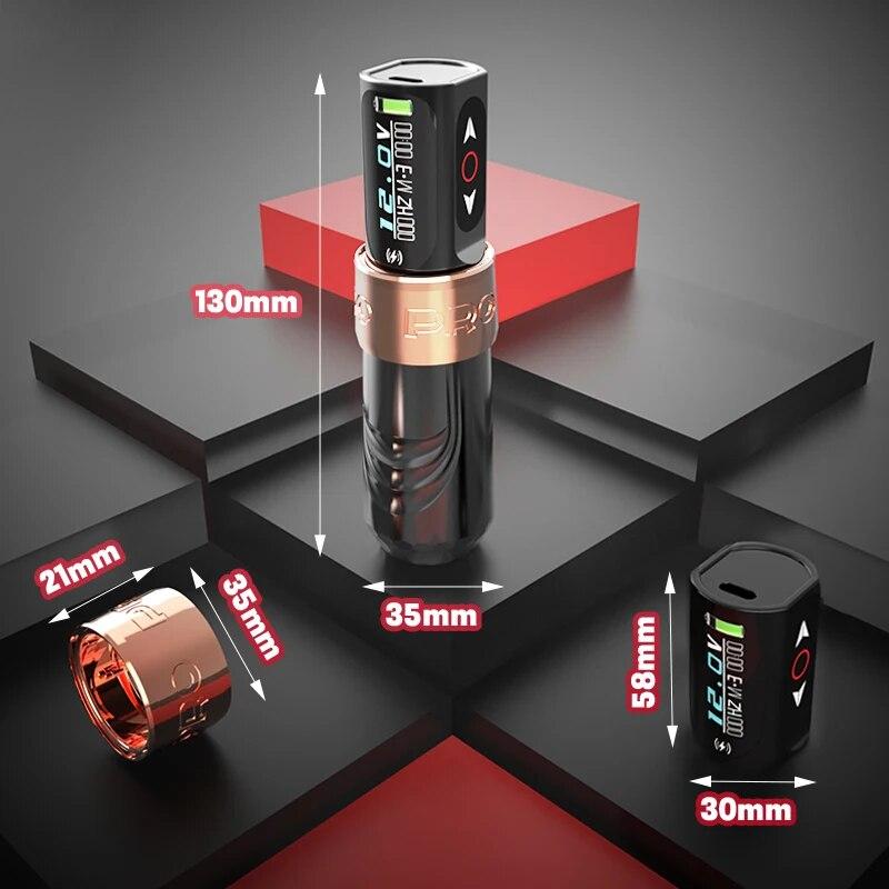 Беспроводная машина для тату-ручки MAX PRO, бесщеточный двигатель, две батареи со светодиодным дисплеем, инструменты для перманентного макияжа