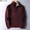 Мужской флисовый свитер на молнии, Тяжелая вязаная куртка, Зимний теплый пуловер оверсайз, Верхняя одежда
