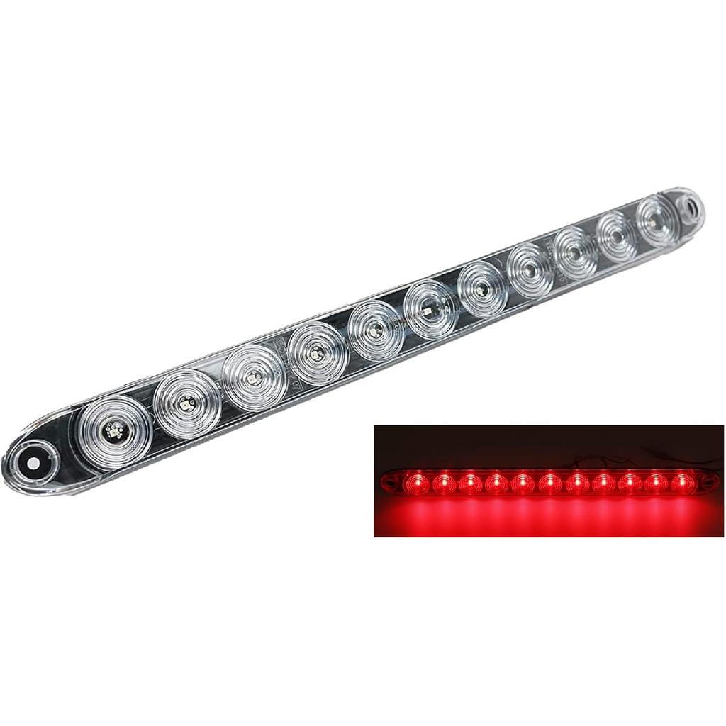 15" Clear Red Multi-function Stop Turn Tail Marker Trailer Light LED Bar Truck Waterproof USA Made