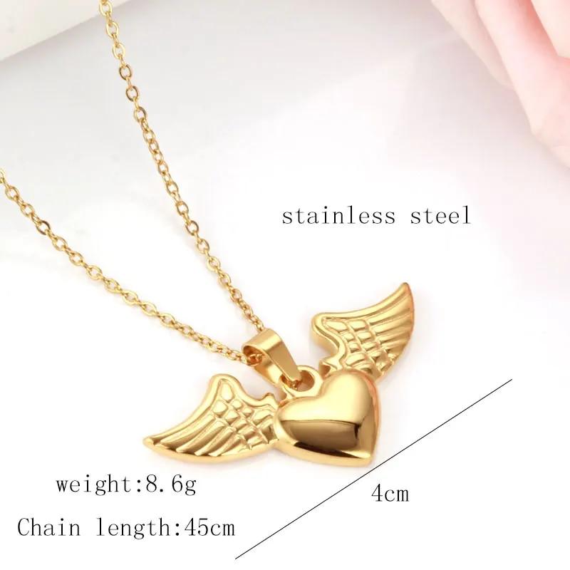 Xinxuanmei Крылья Ангела Сердце Ожерелье Женщина Ювелирные Изделия Из Нержавеющей Стали Для Женщин Чокер-Цепочка Ожерелье Подвеска Бесплатная Доставка