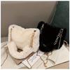 Women Fluffy Shoulder Bags Female Winter Chain Underarm Bag Solid Color Handbag Soft Plush Handle Bag