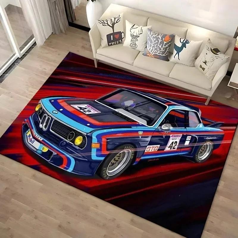 Racing Car Pattern Carpet for Man Cave Bedroom Living Room Home Sofa Decoration Washable Rug Kid Play Decor Floor Big Size Mat