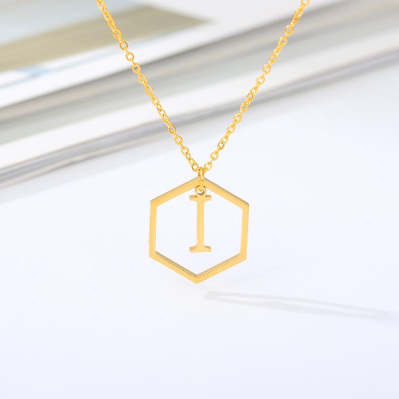 Simple and Stylish English Alphabet Small Fresh K Gold Titanium Steel Necklace Women's Accessories Geometric Collarbone Chain