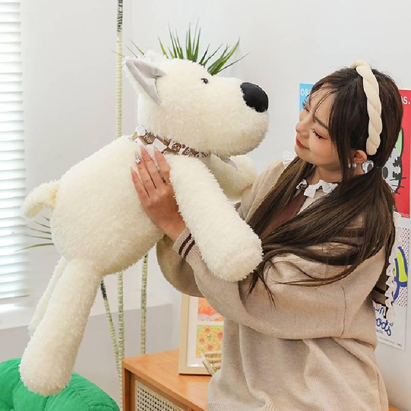 White West Highland Terrier With Shark Scarf Plush Toy Stuffed Animal Dolls