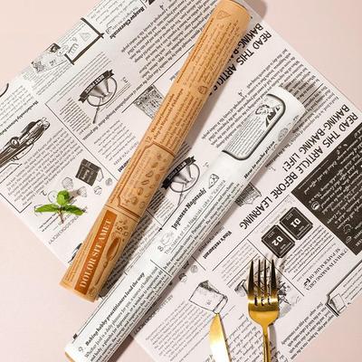 Силиконизированная маслостойкая бумага для выпечки с ретро-принтом на английском языке для картофеля фри, сэндвичей, бургеров, хлеба и пиццы