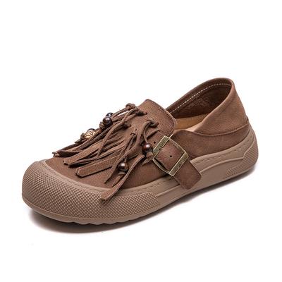 Туфли женские из натуральной кожи ручной работы с кисточками - Мягкая, прочная и модная обувь для повседневной носки