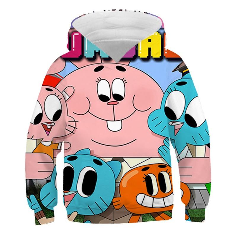 Удивительный мир Гамбола Детская комедия Комикс периферийный свитшот с капюшоном Осенняя одежда Модная универсальная толстовка с капюшоном