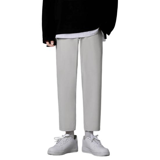 Мужские брюки с эластичным поясом, уличная одежда, тонкие стильные повседневные брюки с прямыми штанинами, популярные универсальные 3D кройки