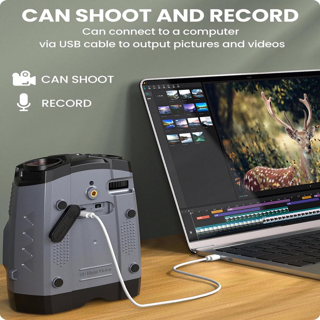 Телескоп Очки ночного видения 5K Бинокль 10x Цифровой зум Перезаряжаемый Инфракрасный с 3-дюймовым Большим экраном Кемпинг На открытом воздухе Дикая природа