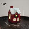 Miniature House Decor for Christmas Ceramic Figurine, Glowing Window & Chimneys Holiday Decor, Tabletop Figurines Ornament Shelf Mantel, Fairy