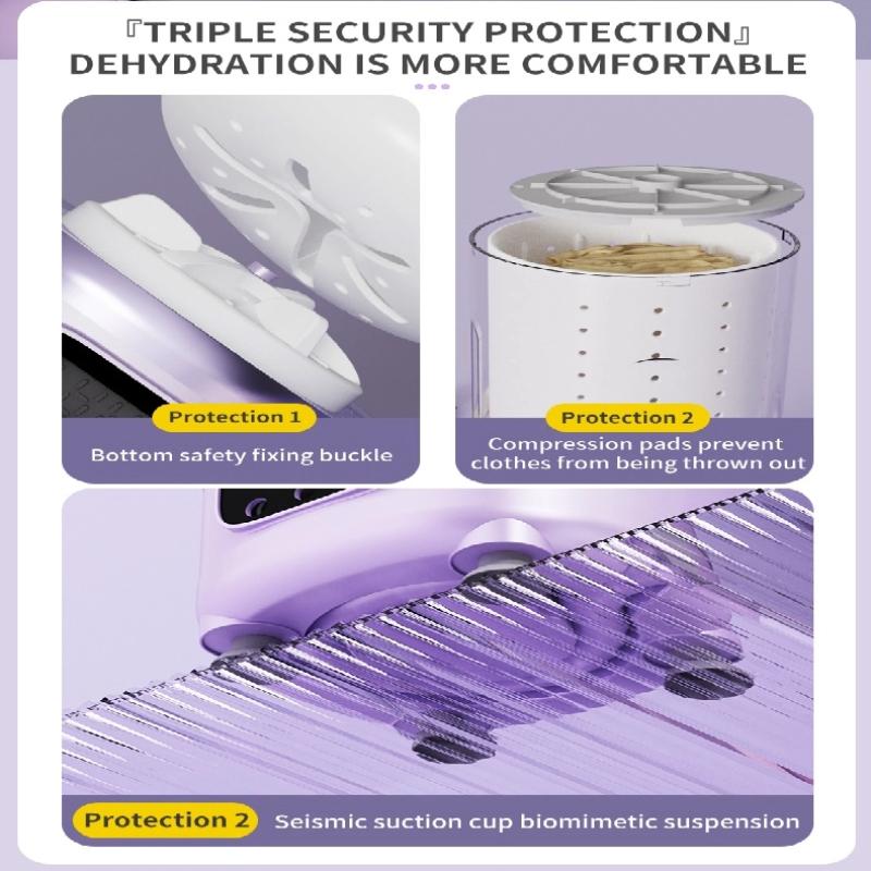 Стиральная машина 2-в-1 для стирки и отжима с мощным двигателем 390 Вт, автоматическим отжимом, мини-стиральной чашей и портативной беспроводной зарядкой