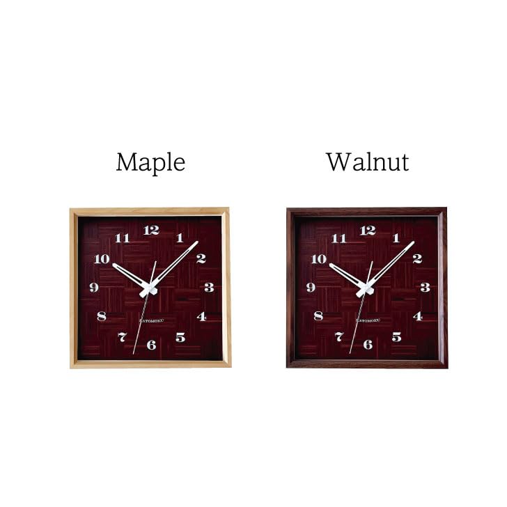 KATOMOKU muku square clock km-144HMRC Wood Maple Wall Clock with Continuous Second Hand (Radio-Controlled Clock)