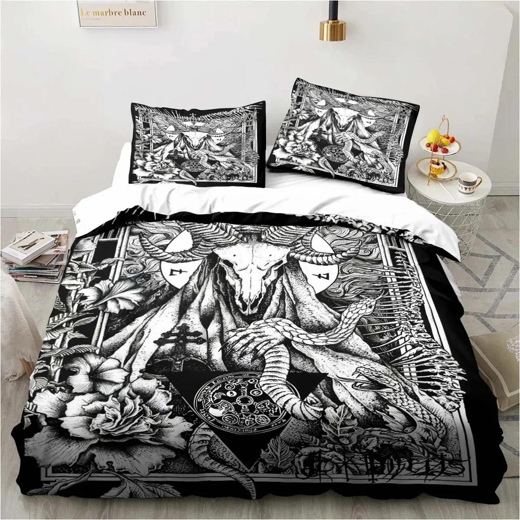 Satanic Satan Devil Bedding Set Boys Girls Twin Queen Size Duvet Cover Pillowcase Bed Kids Adult Fashion Home Textile