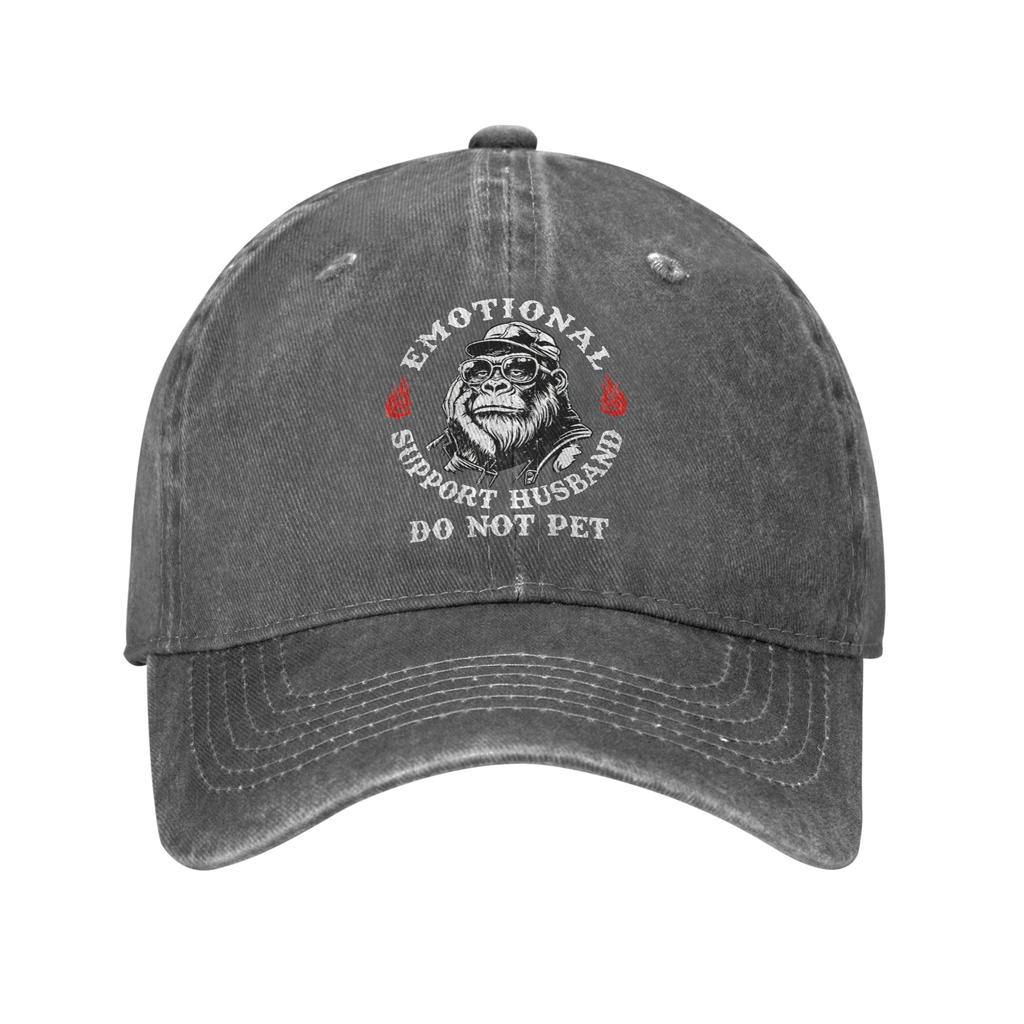 Emotional Support Husband Do Not Pet Unisex Women Baseball Cap Funny Monkey Distressed Cotton Hats Outdoor Adjustable Snapback Hat