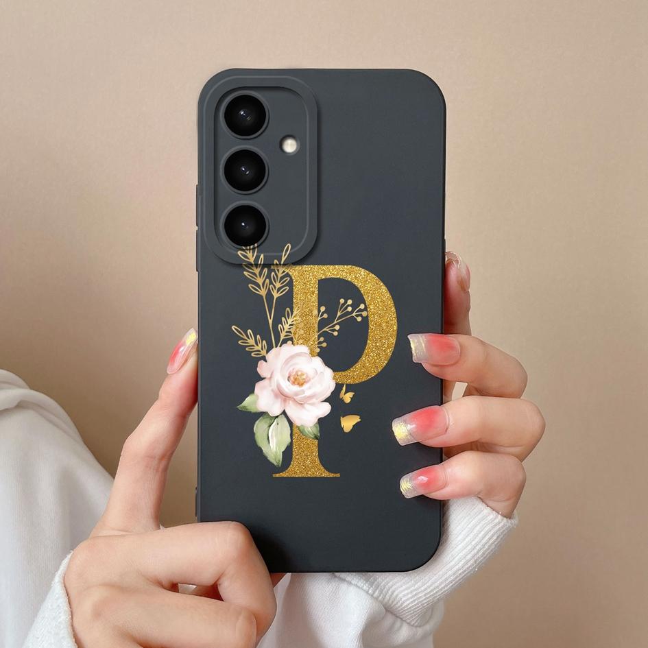 Flowers Letter Case For Samsung A05 A05S A16 S25 Plus S25Ultra A26 A56 F14 A36 Fashion Exquisite Pattern Soft Silicone Couples Covers For Samsung Capa