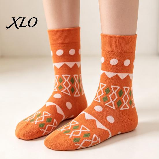 Soft Skin Friendly Socks 1 Pair Women's Funny Patterned Crew Socks, Cute Plaid Gingham Checkered Dot Commuter Graphic Tube Sock, Winter Casual