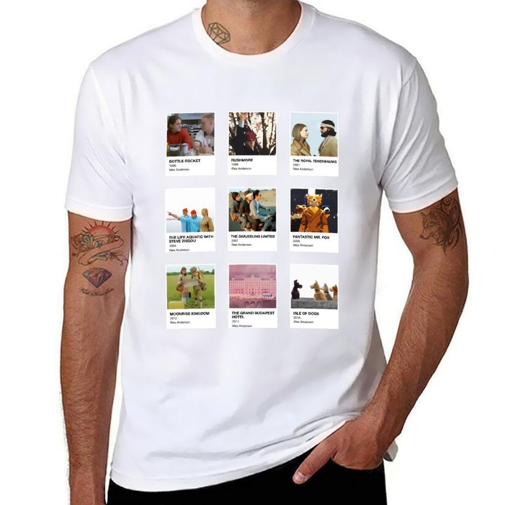 Pantone Wes Anderson in a black background TShirt Festival Casual Short Sleeve
