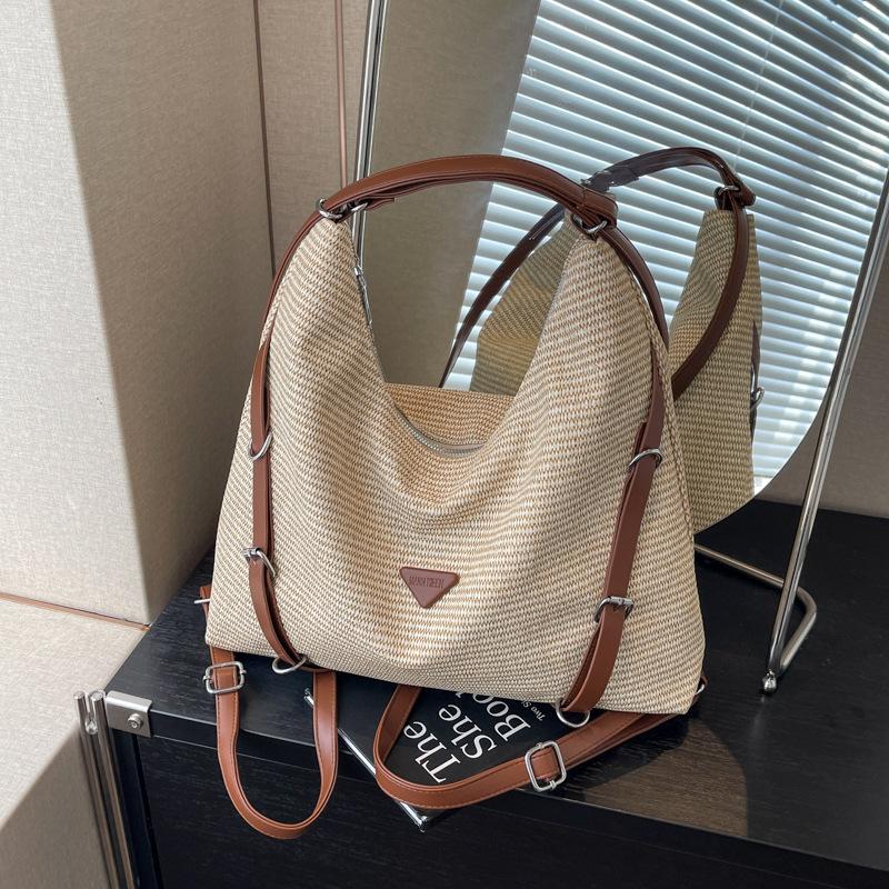 Летняя сумка-тоут большой вместимости, соломенная сумка для студенток колледжа 2024 года, новый повседневный рюкзак, сумка-мессенджер на одно плечо