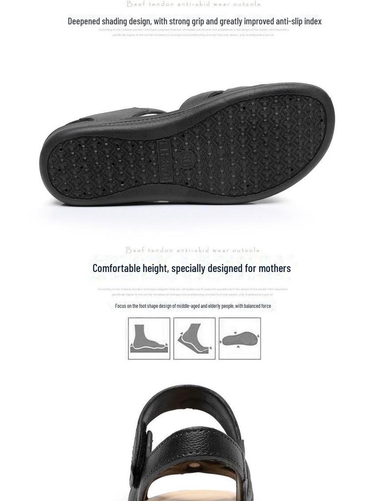 Сандалии со стразами на липучке: Модная, дышащая летняя обувь для женщин среднего возраста и пожилых бабушек.