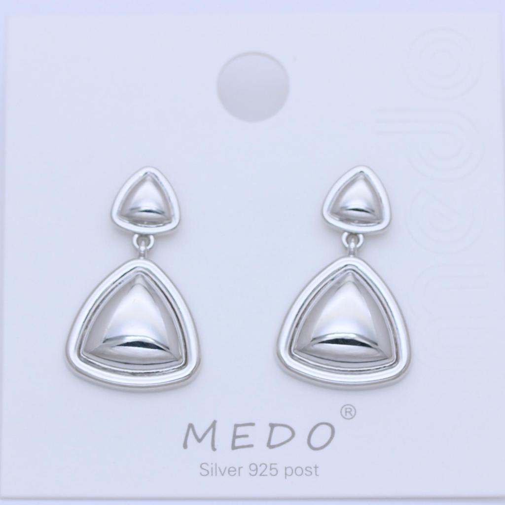 Геометрические серьги-подвески в виде треугольников из серебряных игл S925 с отделкой из настоящего золота