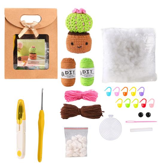 Набор для вязания крючком в форме кактуса для начинающих, набор плетеных материалов «сделай сам», стартовый набор для вязания крючком для взрослых и детей, принадлежности для вязания «сделай сам»