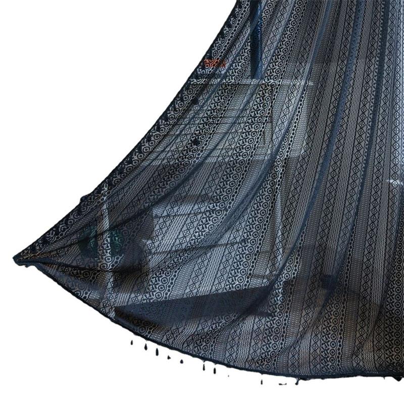Hand-Crochet Blackout Sheer Curtains - Vintage Openwork Drapes with Rustic Charm for Bay Window & Cottage Style Homes (Balcony/Living Room)