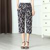 WTEMPO Женские весенне-летние средней длины эластичные с высокой талией тонкие принтованные брюки из ледяного шелка с широкими штанинами, свободные укороченные брюки для мамы