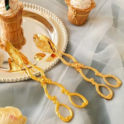 Винтажный стиль Фруктовый салат Торт Зажим Щипцы для еды Позолоченный зажим для закусок Кондитерские изделия Инструмент для выпечки барбекю
