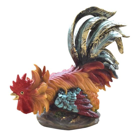 Resin Rooster Figurine Indoor Outdoor Colorful Statue Rooster Figure Model Garden Sculpture Desktop Decoration