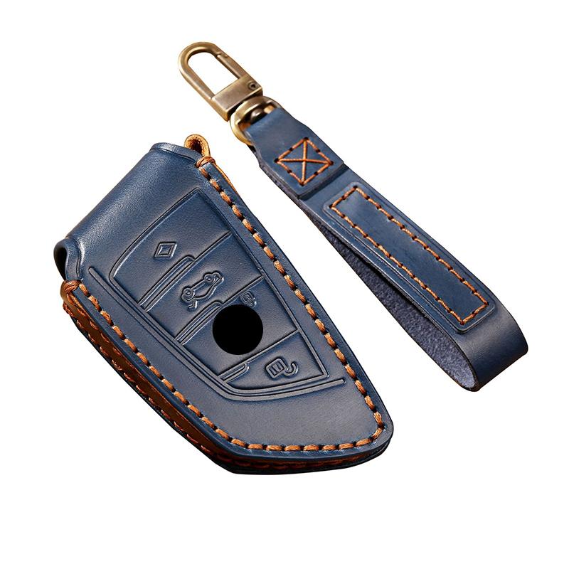 Key Case for Car Luxury Leather Fob Keychain Accessories For BMW CAS4 CAS1 1 2 5 7 Series X1 X3 X5 X6 X5M X6M Holder Keyring