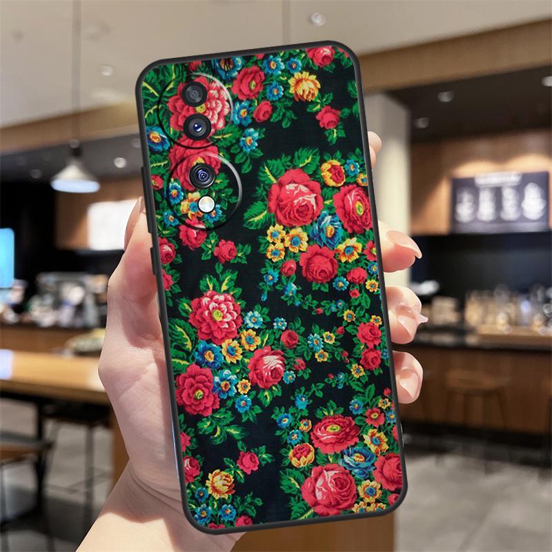 Russian Scarf Floral Case For Honor Magic 5 6 7 8 Pro Honor 200 400 50 70 90 Lite X8b X8c X9b X9c X9d Win RT Cover