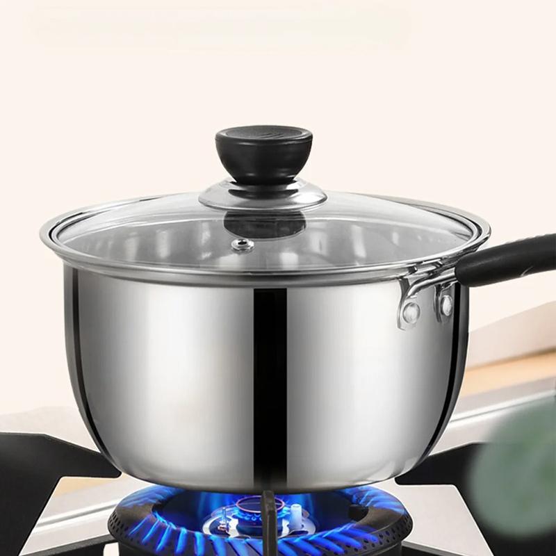 Stainless Steel Small Soup Pot Instant Noodle Cooking Pot for Induction Cooker Baby Foods Pot with Handle Kitchen Baking Tools