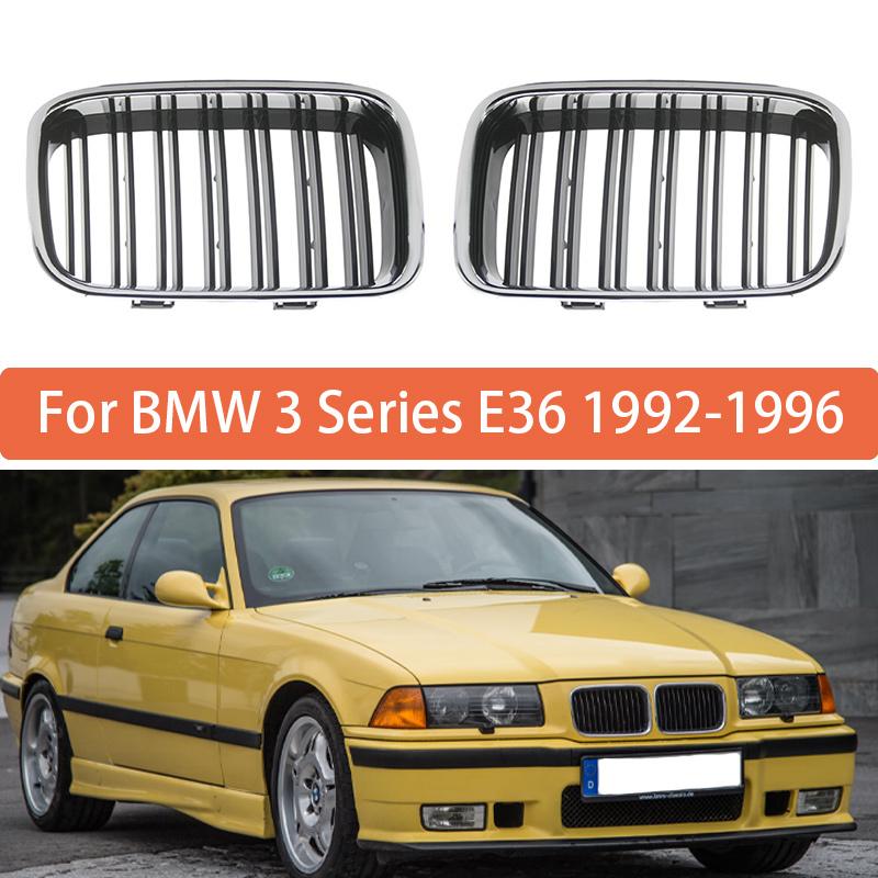 Pair Front Hood Bumper Kidney For BMW 3 Series E36 1992 1993 1994 1995 1996 1997 1998 1999 Double Slat Hood Grille