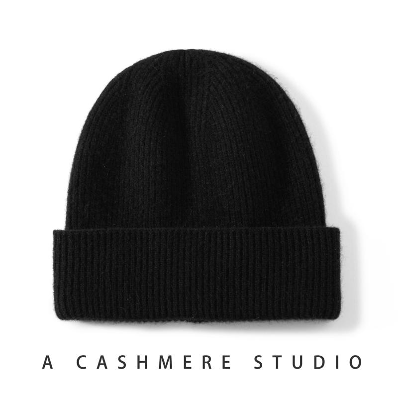 High Quality 100% Cashmere Knitted Hat for Women and Men Casual Beanie Hat Thicken Cap Winter Soft Warm Cashmere Caps Unisex