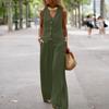 Women Sleeveless Vest Tops and Pants Summer Two Piece Suit Sets