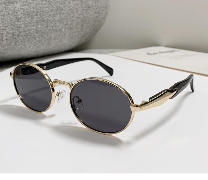 Эллиптические металлические персонализированные солнцезащитные очки женские модные ретро для уличной фотографии европейский американский стиль