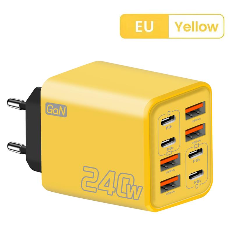 240 Вт GaN USB C Зарядное устройство 8 в 1 Быстрая зарядка Зарядное устройство для телефона Адаптер питания Для iPhone Samsung Xiaomi Type C EU/US Вилка Настенное зарядное устройство