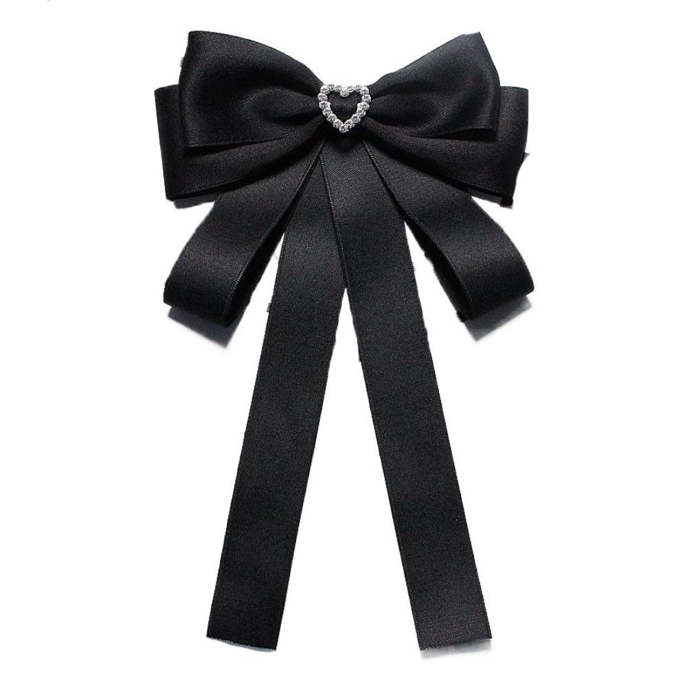 Pearl Black Ribbon Pin Beads Ribbon Badge Brooch Sweet Black Bow Necktie  Parties