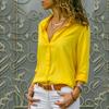 Women Elegant Solid Chiffon Blouse Spring Summer Casual Long Sleeve V Neck Loose Shirt Office Lady Tunics Oversized Tops
