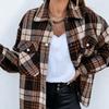 Клетчатая женская рубашка, осенняя свободная однобортная женская сорочка с длинными рукавами и карманами, женская повседневная женская сорочка в стиле ретро