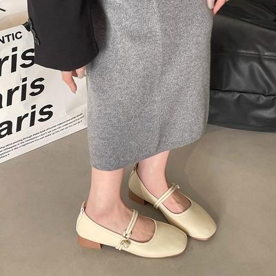 Туфли Мэри Джейн с нежным темпераментом, новая летняя корейская версия, ретро, квадратный носок, французские туфли-лодочки, женские туфли на толстом каблуке