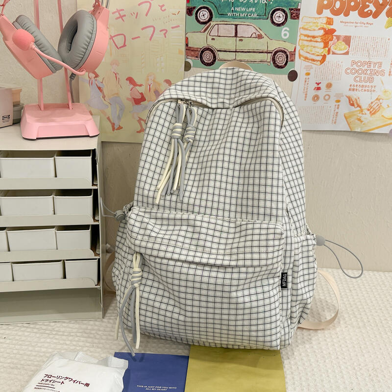 Студенческий школьный рюкзак Женский легкий водоотталкивающий клетчатый рюкзак Дорожный рюкзак