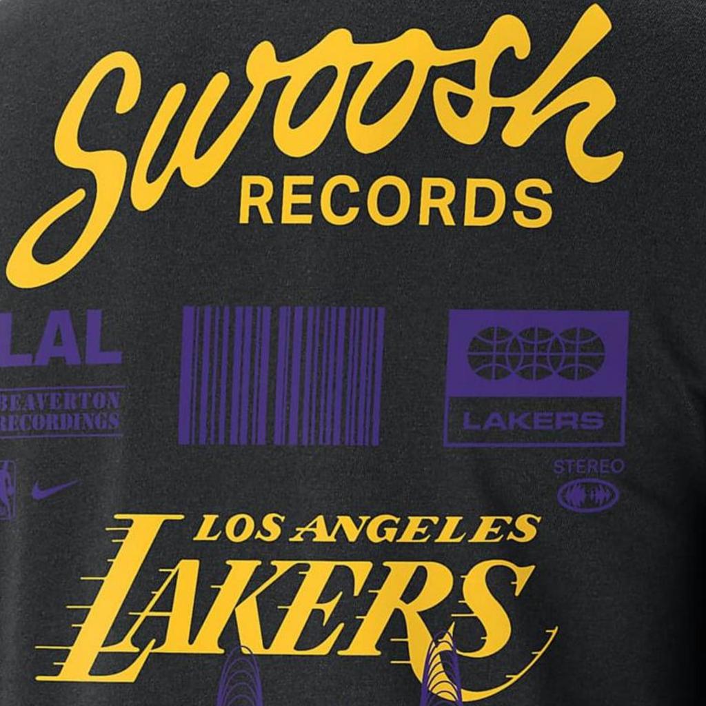 Nike Футболка с длинным рукавом и круглым вырезом X NBA Los Angeles Lakers с буквенным принтом, мужская, черная FJ0480-010