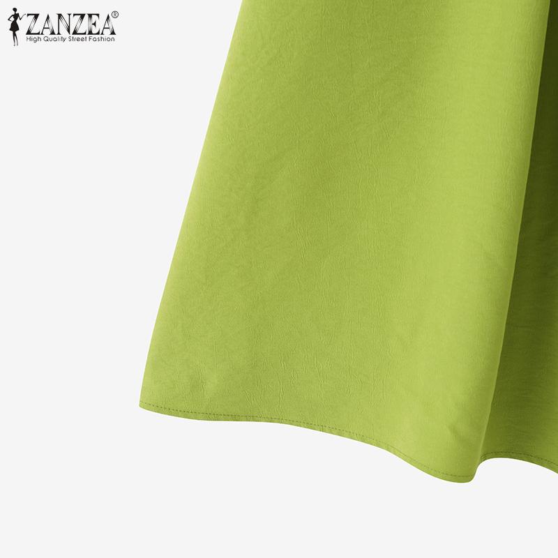 ZANZEA Женское повседневное летнее платье с коротким рукавом и V-образным вырезом