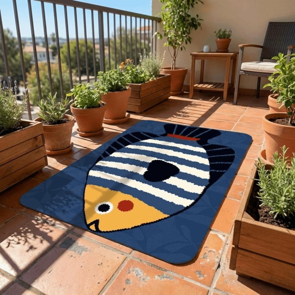 Wear Resistant Cartoon Fish Floor Mat Diatom Mud Anti Slip Doormat Bathroom Rug Balcony