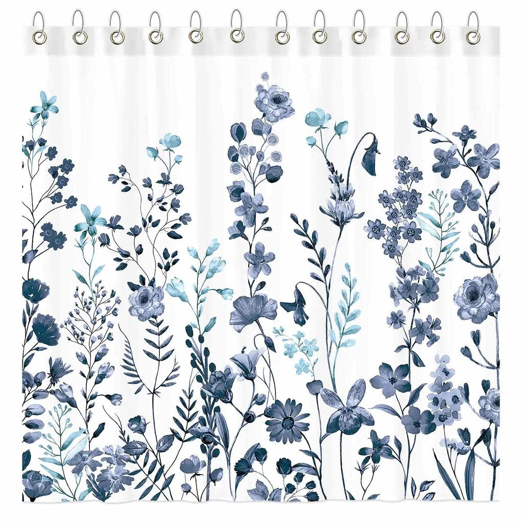 Лавандовая занавеска для душа с крючками, водонепроницаемая полиэфирная ткань, фиолетовая цветочная занавеска для ванной комнаты, ванная комната, ванна