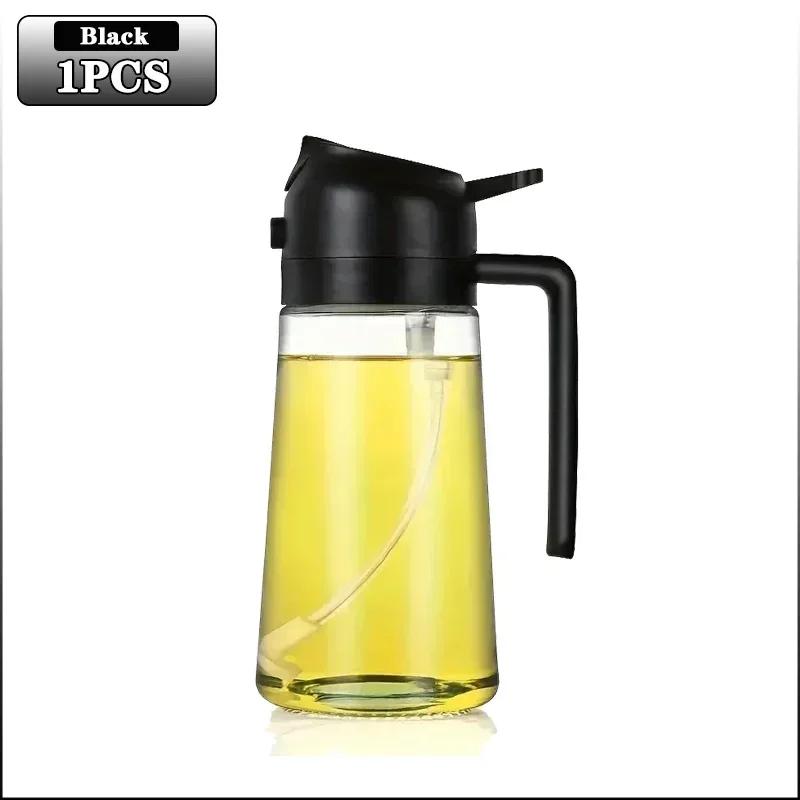 2in1 470ml Glass Spray Oil Sprayer Bottle Spray Oil Dispenser Oil Jar Cruet BBQ Kitchen Baking Roasting Picnic Kitchen Tool